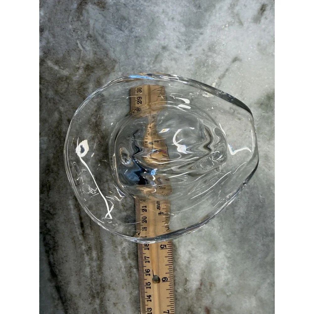 Vintage Signed Ralph Lauren Lead Crystal Glass Cowboy Hat Decorative Paperweight - Picture 8 of 9